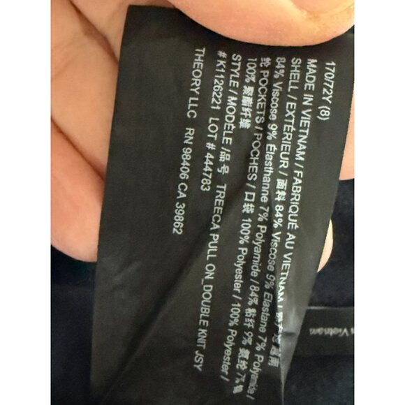 Theory Womens Navy Double-Knit Pull-On Pants Size 8 - Picture 8 of 8